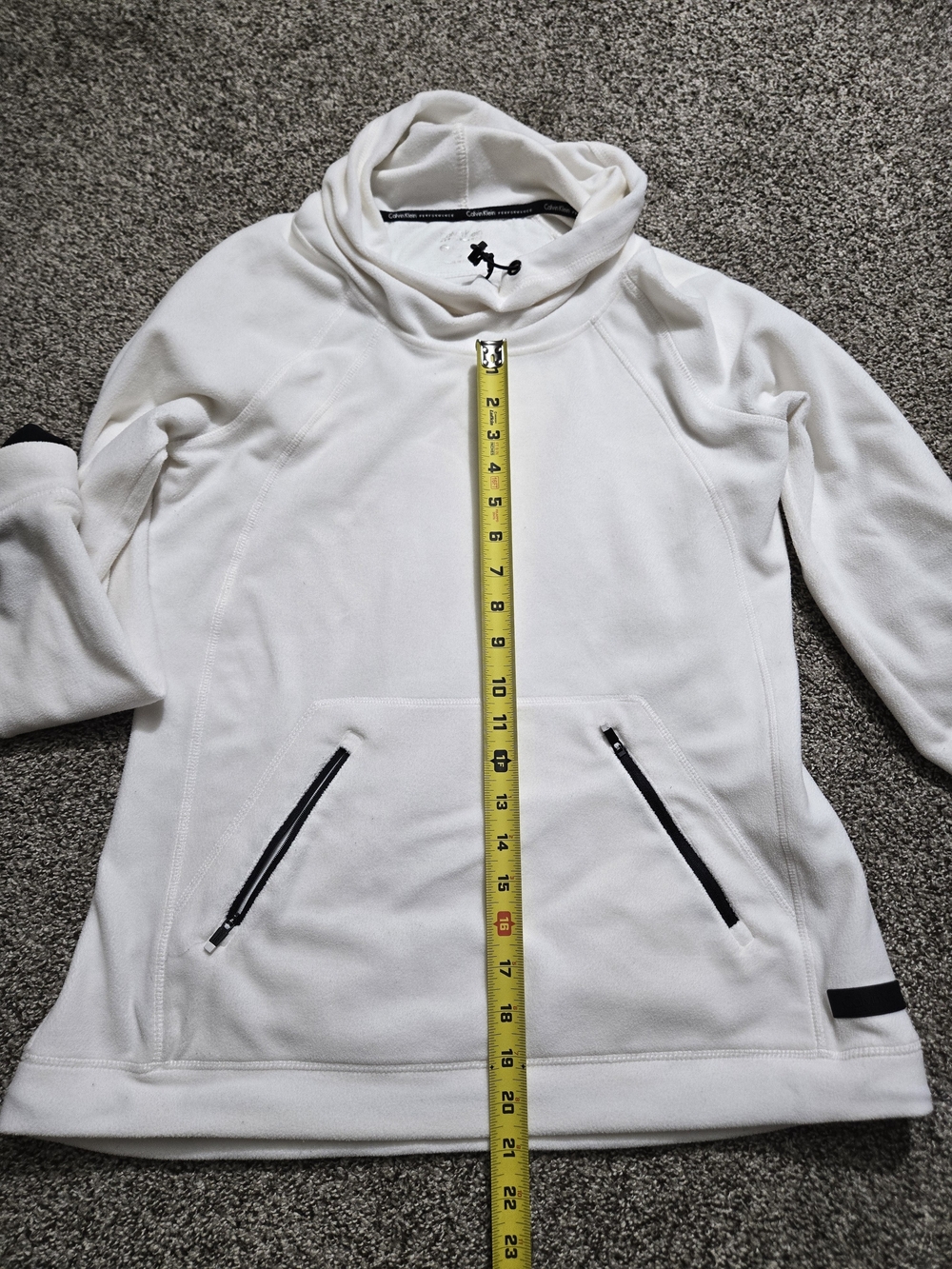 Calvin Klein Women’s Cream Funnel Neck Pullover Jacket with Zip Pockets